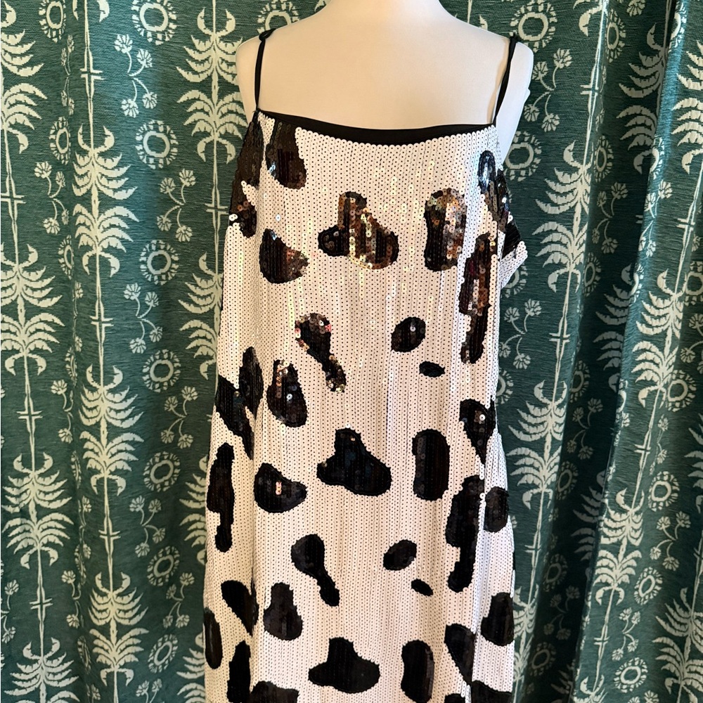 Nasty Gal White & Black Cow Print Slip Dress - Picture 7 of 8